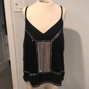 Black spaghetti strap w/metal detail xcross back